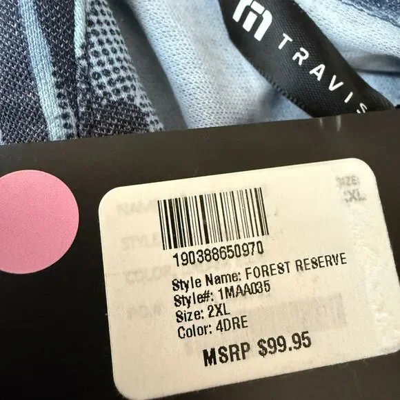 Travis Mathew Mens Forest Reserve Polo in a blue leaf print pattern sz 2XL NWT - Picture 5 of 9